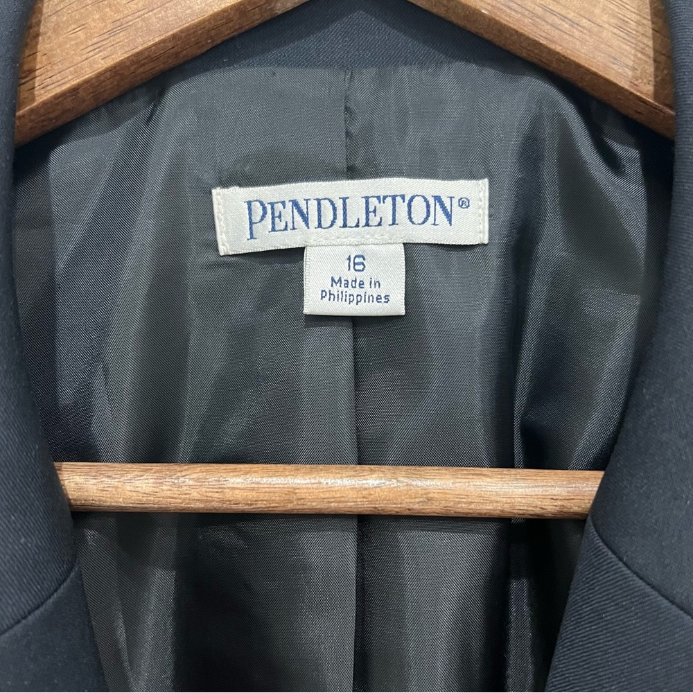 Pendleton Single Button Wool Blazer In Black, Car… - image 3